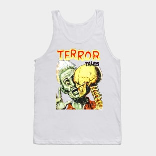 Terror Tales Skull Skeleton Bones Fear Fright Scream Horror Retro Comic Vintage Halloween Tank Top